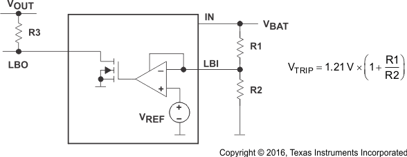 TPS60130 TPS60131 TPS60132 TPS60133 bd_programming_low_battery_comparator_trip_voltage_SLVS258A.gif