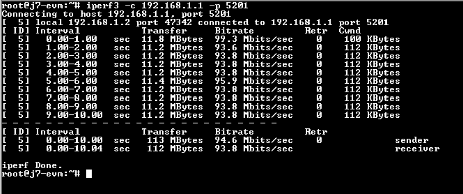 成功的 Iperf 客戶端結(jié)果