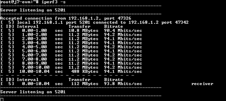  成功的 Iperf 服務(wù)器結(jié)果