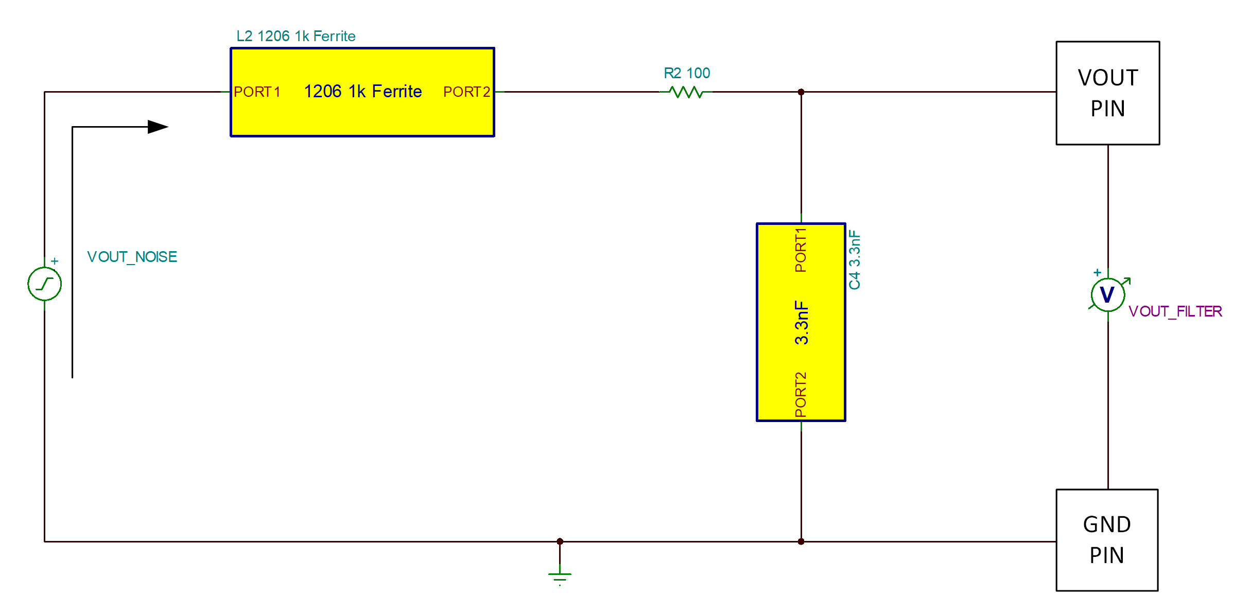  VOUT 引腳的 DM 濾波器建模，已組裝 R2