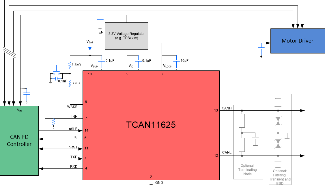 TCAN11623-Q1 TCAN11625-Q1 簡(jiǎn)化版原理圖