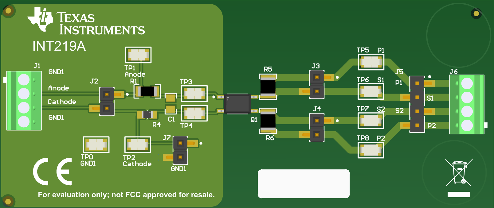 ISOM8610 采用 2 層電路板的 ISOM8610 布局示例