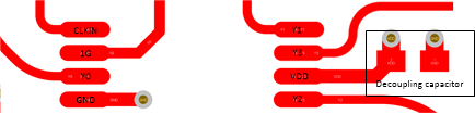 LMK1C1102A LMK1C1103A LMK1C1104A LMK1C1106A LMK1C1108A 8 引腳 PW 器件布局示例