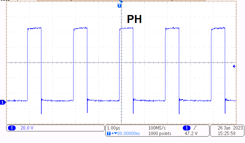 TPS7H6003EVM-CVAL, TPS7H6013EVM-CVAL, TPS7H6023EVM-CVAL, TPS7H6005EVM, TPS7H6015EVM, TPS7H6025EVM 相節(jié)點(diǎn)電壓